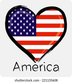 love American flag with on grunge