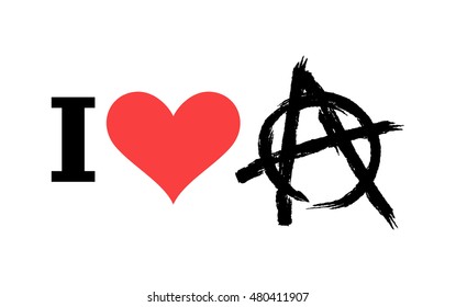 I love anarchy. Symbol of disorder and chaos. Emblem of arbitrariness and lack of state power. Antisocial logo for hooligans and punks
