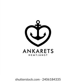 love anchor logo design vector