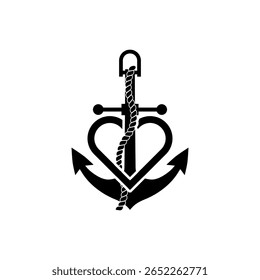 Love anchor logo icon isolated on white background