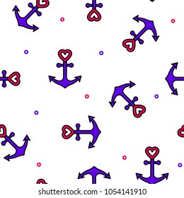 Love anchor seamless pattern nautical valentine concept