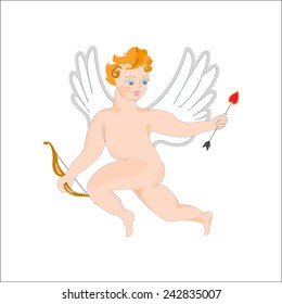 Love angel Cupid with bow and arrow