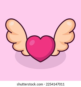 Love with angel wings. - Vector.