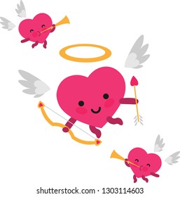 Love angels heart shaped cupids.