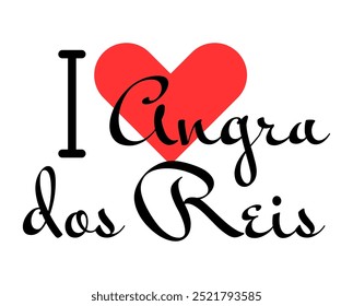 I love Angra dos Reis, city of Brazil. Hand drawn letters with red heart. Vector illustration lettering, modern design for print t shirt, banner, poster, sticker or label.