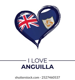 I Love Anguilla Banner with Flag in Heart. Anguilla love Emblem Isolated on White Background. Vector, Illustration, Isolated, Love, Background.