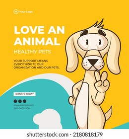 Love an animal healthy pets banner design template.