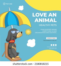 Love an animal healthy pets banner design template.