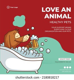 Love an animal healthy pets banner design template.
