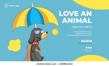 Love an animal healthy pets landscape banner design template. 