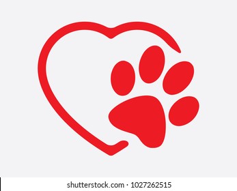 Love Animal, Paws Prints Dog.Vector