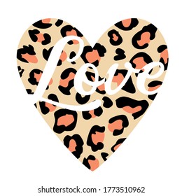 Love - animal print heart isolated on white	
 