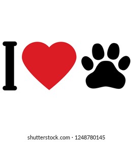 I love animals dogs . I love my pet. Symbolic inscription. Icon.