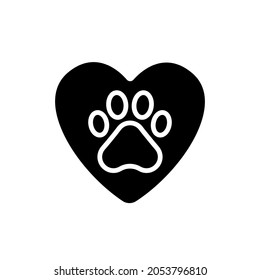 Love for animals glyph icon. Vector fill black illustration.