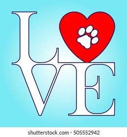 Love animals (I love animals). Drawing to print on a T-shirt