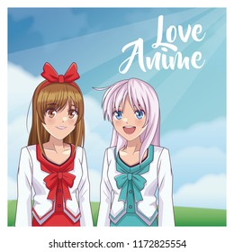 Love anime woman cartoon