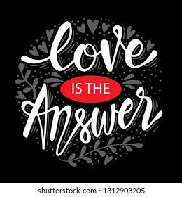 Love is the answer. Motivational quote.