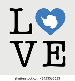 I Love Antarctica flag heart icon vector illustration