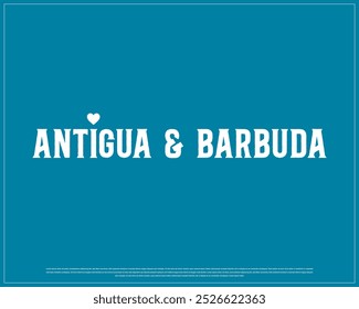 I love Antigua and Barbuda on a dark background, typography with a national flag and heart, National Day of Antigua and Barbuda, Antigua and Barbuda typography with heart on dark background