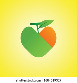 manzana amorosa con ilustración de hoja 