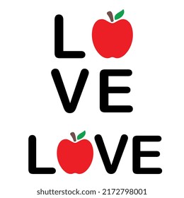 Love with apple. School teacher designs.