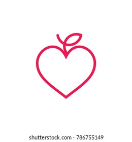 love apple thin line art  label logo vector