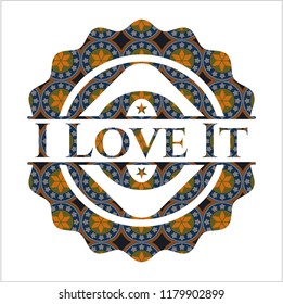 I Love It arabesque emblem background. arabic decoration.