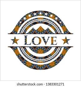 Love arabic badge. Arabesque decoration.