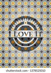 I Love It arabic emblem. Arabesque decoration.