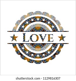 Love arabic style badge. Arabesque decoration.