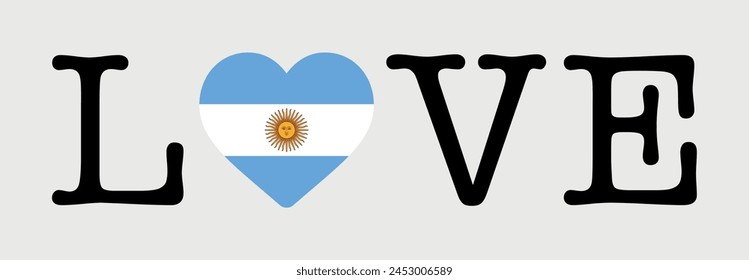 I Love Argentina flag icono del corazón Ilustración vectorial