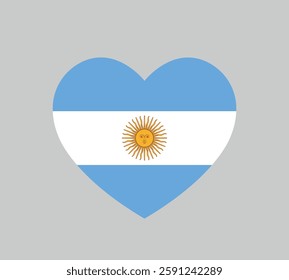 love Argentina symbol, heart flag icon, vector illustration