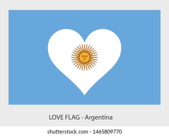 I love Argentina, vector flag with heart sign symbolizing love for that country