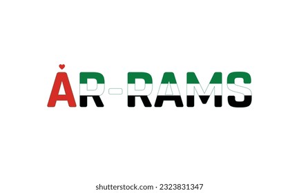 Amo Ar-Rams, Love Ar-Rams, Ar-Rams, Ar-Rams Vector, EAU, Emiratos Árabes Unidos, Ciudad, Ciudad de los EAU, Bandera de los EAU, Amo a los EAU, Amor, Diseño Tipográfico, Tipografía