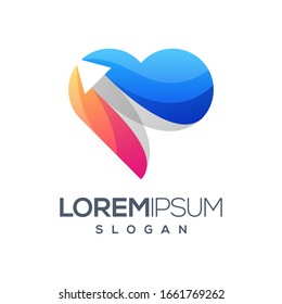 love arrow abstract color logo design