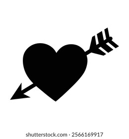 love with arrow, arrow cross heart, valentine's day icon vector symbol illustration