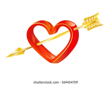 Love arrow Cupid in the heart vector design element for Valentines day greeting holiday card