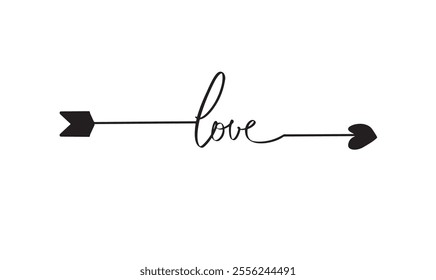 Love arrow direction script calligraphy hand written lettering element romance happy valentine day line destination celebration happy valentine day 14 fourteen date february month wedding dating heart