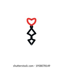 Love arrow flat icon. Simple style Valentine holiday poster background symbol. Logo design element. T-shirt printing.  Vector for sticker.