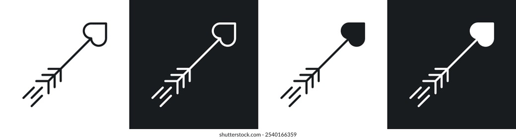 Conjunto de iconos de flecha de amor. Símbolos de Vector en colores blanco y negro.
