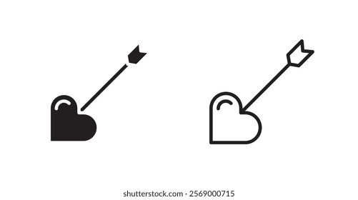 Love arrow icon set vector graphics designs