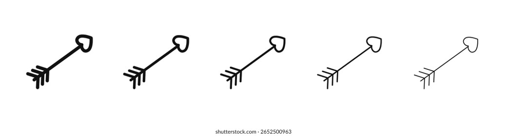 Signo de ilustración de conjunto de contorno de Vector de icono de flecha de amor