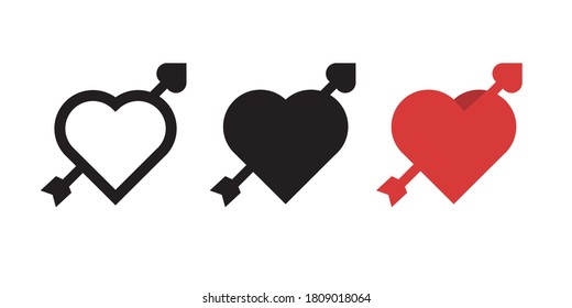 Love arrow icon vector sign isolated on white background illustration for graphic and web design. eps 10