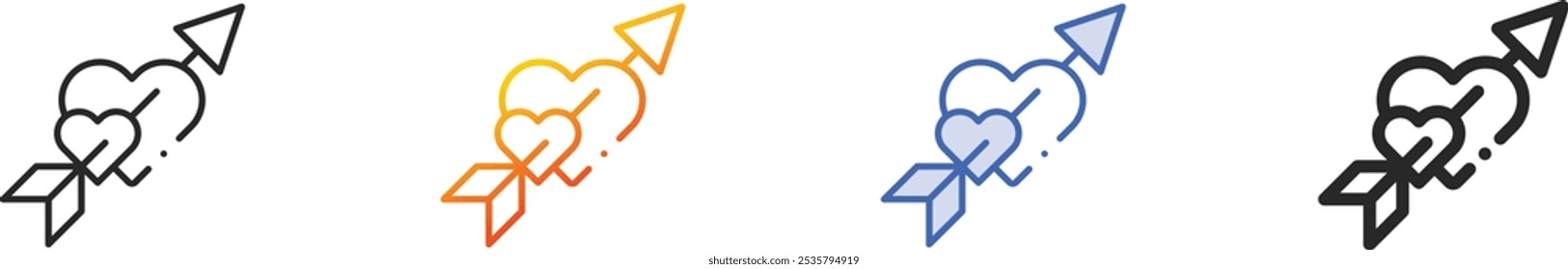 love arrow icon.Thin Linear, Gradient, Blue Stroke and bold Style Design Isolated On White Background
