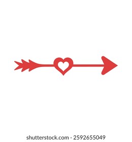 Love arrow illustration design. Valentine-themed arrows, Arrow with heart stencil template. Clipart image isolated on white background,Vector