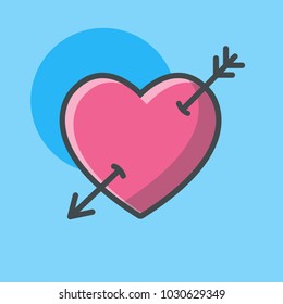 Love Arrow Illustration Vector. Love symbol. Valentine's Day sign, emblem isolated, Flat style for icon, graphic, web design, and logo.