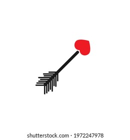 Love arrow isolated on white. Old arrow with heart. Cupid arrow symbol. Valentines Day clipart. 