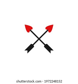 Love arrow isolated on white. Old arrow with heart. Cupid arrow symbol. Valentines Day clipart. 