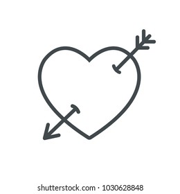 Love Arrow Line Vector. Love symbol. Valentine's Day sign, emblem isolated, Flat style for icon, graphic, web design, and logo.
