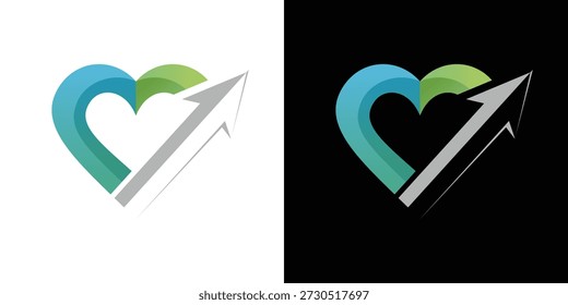 Logo de amor y flecha combinación diseño simple